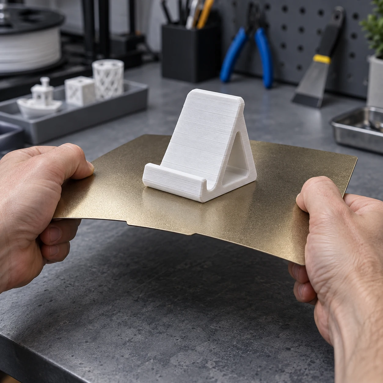AI-generated illustration of a finished part being released from the build plate